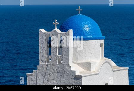 Wahrzeichen Sieben Märtyrer Kapelle in Kastro auf der griechischen Insel Sifnos Stockfoto