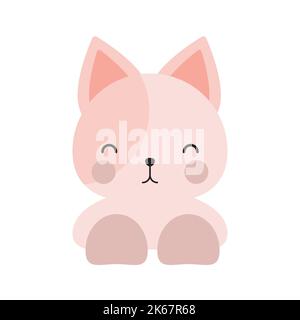 Einfache oder solide Katzenpuppe mit Vorderansicht Stock Vektor