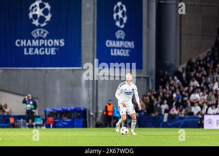 Kopenhagen, Dänemark. 11. Oktober 2022. Nicolai Boilesen (20) vom FC Kopenhagen beim UEFA Champions League-Spiel zwischen dem FC Kopenhagen und Manchester City im Park in Kopenhagen. (Foto: Gonzales Photo/Alamy Live News Stockfoto