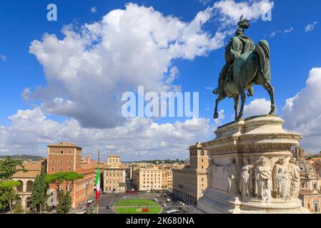 Der majestätische Altar des Vaterlandes in Rom: Er ist das Wahrzeichen Italiens in der Welt, Symbol des Wandels, des Risorgimento und der Verfassung. Stockfoto