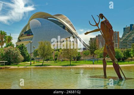 Palau de les Arts Reina Sofia, Palast der Künste in der Stadt Valencia, Provinz Valencia, Spanien. Stockfoto