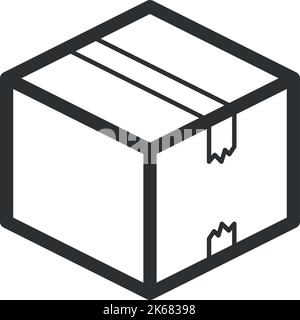 Versiegelter Versandkarton. Symbol für die Verpackungslinie aus Karton Stock Vektor