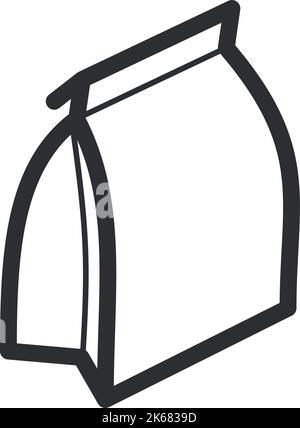 Symbol für das Etikett der Lebensmittelverpackung. Papiertüte für Mittagessen Stock Vektor