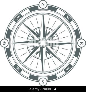 Symbol für Schifffahrt. Alter Kartenkompass. Navigationssymbol Stock Vektor