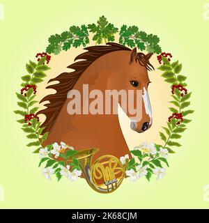 Themenvektor zur Jagd auf Kastanien-Pferde Stock Vektor