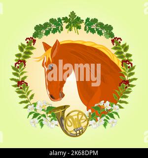 Der Kopf rote Pferd Jagd Themenvektor Stock Vektor