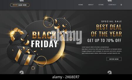 Gradient schwarz freitag Landing Page Vorlage Vektor Design Illustration Stock Vektor