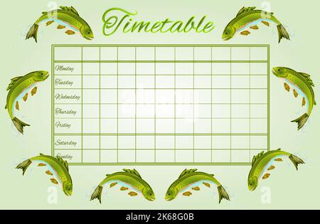 Zeitplan Regenbogenforelle Vektor Stock Vektor