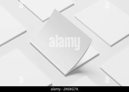 US Letter Size Magazine Broschüre 3D Rendering White Blank Mockup Stockfoto