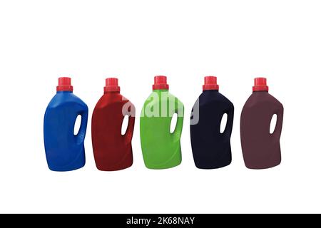 Kunststoffbehälter in verschiedenen Farben Stockfoto