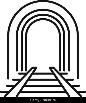 Umrissvektor für Eisenbahntunnel-Symbol. Blick auf den Eingang. Trainiere meine Stock Vektor