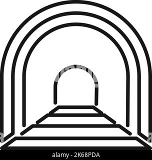 Zugtunnel Symbol Umriss Vektor. Blick auf den Eingang. Schienenansicht Stock Vektor