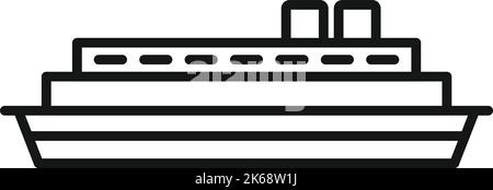 Vektor der Umrissdarstellung des Symbols für das vordere Fährschiff. Dampfschiff im Auto. Wasser Meer Stock Vektor