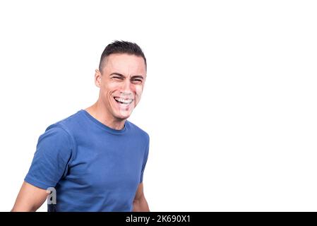 Porträt mit Kopierraum eines lachenden Mannes Stockfoto