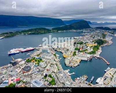 Alesund, Norwegen. 30 08 2020. Blick vom Aussichtspunkt Fjellstua. Stockfoto