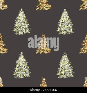 Aquarell nahtlose Muster von Weihnachtsbäumen. Neujahrsbericht Stockfoto