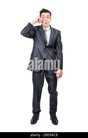 Ein Business-Manager im Studio. Weißer Hintergrund. Stockfoto