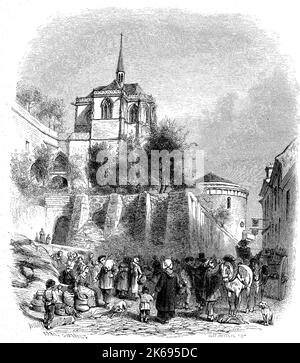 Digital verbesserte Reproduktion, Schloss Kapelle von Schloss Clos Lucie in Amboise, Frankreich, original woodprint Th 19. Stockfoto