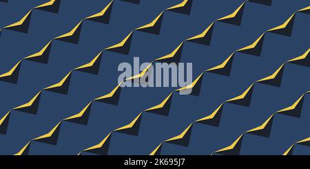 Abstrakter geometrischer ethnischer Hintergrund in blauen und gelben Farben. Vektor-Textur-Design, helle Poster-Vorlage. Muster mit geometrischen Formen Stock Vektor