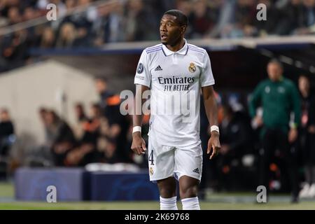 Warschau, Polen. 11. Oktober 2022. David Alaba von Real Madrid während des UEFA Champions League Group-Etappenkampfs zwischen dem FC Shakhtar Donetsk und Real Madrid im Marschall Jozef Pilsudski Legia Warsaw Municipal Stadium. Endergebnis; FC Shakhtar Donetsk 1:1 Real Madrid. Kredit: SOPA Images Limited/Alamy Live Nachrichten Stockfoto