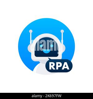 RPA Robotic Process Automation. Künstliche Intelligenz, maschinelles Lernen. Vektorgrafik. Stock Vektor