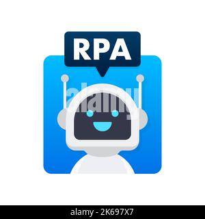 RPA Robotic Process Automation. Künstliche Intelligenz, maschinelles Lernen. Vektorgrafik. Stock Vektor