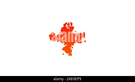 Orange - rot Cartoon Farbe blots Stil Schriftart, plus, isoliert - Objekt 3D Rendering Stockfoto