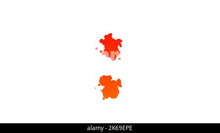 Orange - rot Cartoon Farbe Blots Stil Alphabet, Doppelpunkt, isoliert - Objekt 3D Rendering Stockfoto