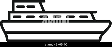 Vektorgrafik der Symbolumrisse für Wasserfähre. Flussschiff. Seedampfer Stock Vektor