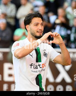 Jubel Ramy BENSEBAINI (MG) nach seinem Tor zum 2:1, Fußball 1. Bundesliga, Spieltag 09., Borussia Monchengladbach (MG) - FC Köln (K), am 9.. Oktober 2022 in Borussia Monchengladbach/Deutschland. #Die DFL-Vorschriften verbieten die Verwendung von Fotos als Bildsequenzen und/oder quasi-Video # © Stockfoto