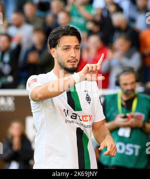 Jubel Ramy BENSEBAINI (MG) nach seinem Tor zu 2:1, Fußball 1. Bundesliga, Spieltag 09., Borussia Monchengladbach (MG) - FC Köln (K), am 9.. Oktober 2022 in Borussia Monchengladbach/Deutschland. #Die DFL-Vorschriften verbieten die Verwendung von Fotos als Bildsequenzen und/oder quasi-Video # © Stockfoto