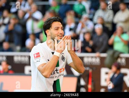 Jubel Ramy BENSEBAINI (MG) nach seinem Tor zu 2:1, Fußball 1. Bundesliga, Spieltag 09., Borussia Monchengladbach (MG) - FC Köln (K), am 9.. Oktober 2022 in Borussia Monchengladbach/Deutschland. #Die DFL-Vorschriften verbieten die Verwendung von Fotos als Bildsequenzen und/oder quasi-Video # © Stockfoto