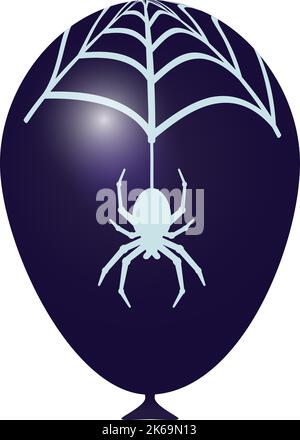 Ein Ballon für Halloween. Realistische lila Kugel mit Spinnennetz und Spinne. Stock Vektor