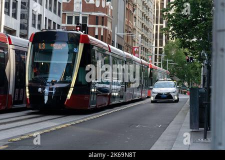 Sydney CBD am Freitagabend Stockfoto