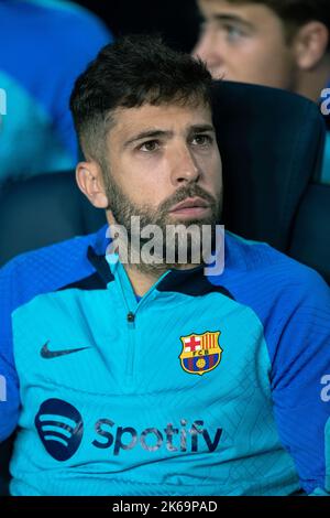 Barcelona, Spanien, 12, Oktober 2022. Spanien-Football-Champions League FC Barcelona / Inter Mailand. (18) Jordi Alba Credit: Joan G/Alamy Live News Stockfoto