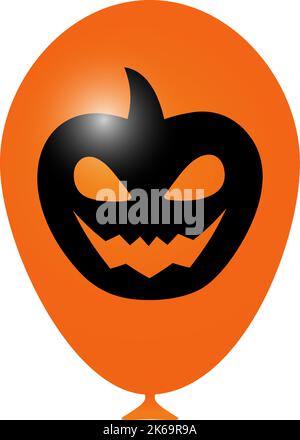 Ein Ballon für Halloween. Realistische orange Kugel mit einem Kürbis. Stock Vektor