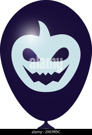 Ein Ballon für Halloween. Realistische lila Kugel mit einem Kürbis. Stock Vektor