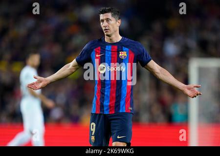 Barcelona, Spanien. 12. Oktober 2022. Robert Lewandowski vom FC Barcelona während des UEFA Champions League-Spiels spielte die Gruppe C zwischen dem FC Barcelona und Inter Mailand am 12. Oktober 2022 im Spotify Camp Nou Stadium in Barcelona, Spanien. (Foto von Colas Buera/PRESSIN) Quelle: PRESSINPHOTO SPORTS AGENCY/Alamy Live News Stockfoto