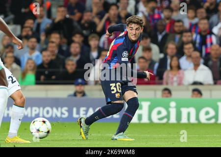 Barcelona, Spanien. 12. Oktober 2022. Gavi vom FC Barcelona während des UEFA Champions League-Spiels zwischen dem FC Barcelona und dem FC Internazionale Mailand im Camp Nou in Barcelona, Spanien. Bild: DAX Images/Alamy Live News Stockfoto