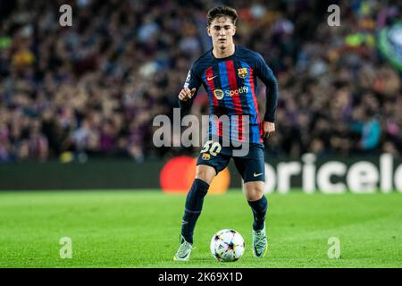 Barcelona, Spanien. 12.. Oktober 2022; Nou Camp, Barcelona, Spanien: Champions League Football, FC Barcelona gegen Inter Mailand: Gavi des FC Barcelona in Aktion Credit: Action Plus Sports Images/Alamy Live News Stockfoto