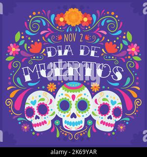 Dia de muertos Gruppe von Skeletten Poster Vektor Stock Vektor