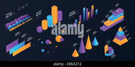 Isometrische Diagramme und Diagramme Stock Vektor