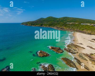 Tagsüber Seesaat am Burgess Beach an der Barrington Coast in Forster-Tuncrys, NSW, Australien Stockfoto