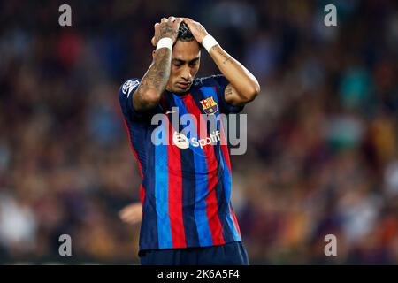 Barcelona, Spanien. Kredit: D. 12. Oct, 2022. Raphinha (Barcelona) Fußball/Fußball : UEFA Champions League Spiel der Gruppe C zwischen dem FC Barcelona 3-3 FC Internazionale Milano im Camp Nou in Barcelona, Spanien. Quelle: D .Nakashima/AFLO/Alamy Live News Stockfoto