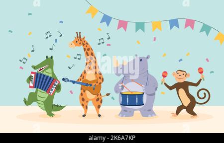 Niedliche Safari-Tierparade Stock Vektor