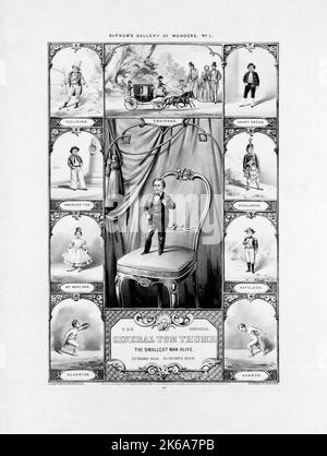 19.. Jahrhundert Druck von General Tom Thumb, der kleinste lebende Mann, 1849. Stockfoto