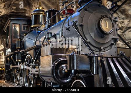 Governor Stanford Lokomotive im California State Railroad Museum Stockfoto