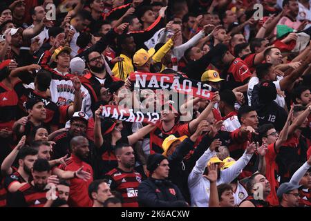 Sao Paulo, Brasilien. 13. Oktober 2022. SP - Sao Paulo - 10/12/2022 - COPA DO BRASIL 2022 FINALE, CORINTHIANS X FLAMENGO - Flamengo Fans während eines Spiels gegen Corinthians im Arena Corinthians Stadion für die Copa do Brasil 2022 Meisterschaft. Foto: Ettore Chiereguini/AGIF/Sipa USA Quelle: SIPA USA/Alamy Live News Stockfoto