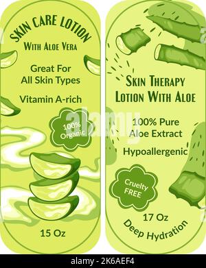 Hautpflegelotion mit Aloe Vera, Bio-Hydratation Stock Vektor