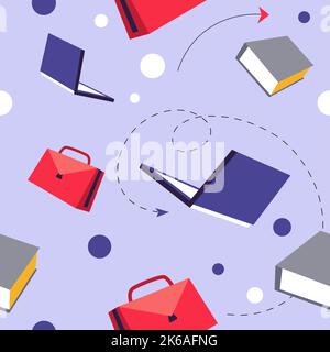 Bildungsbücher und Lehrbücher, nahtloses Muster Stock Vektor